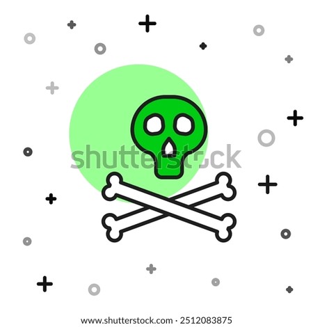 Filled outline Bones and skull as a sign of toxicity warning icon isolated on white background.  Vector