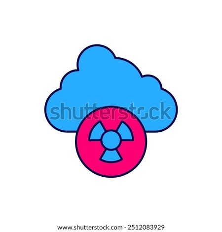 Filled outline Acid rain and radioactive cloud icon isolated on white background. Effects of toxic air pollution on the environment.  Vector