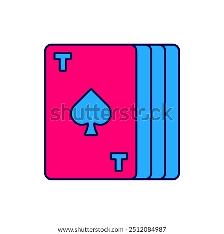 Filled outline Deck of playing cards icon isolated on white background. Casino gambling.  Vector