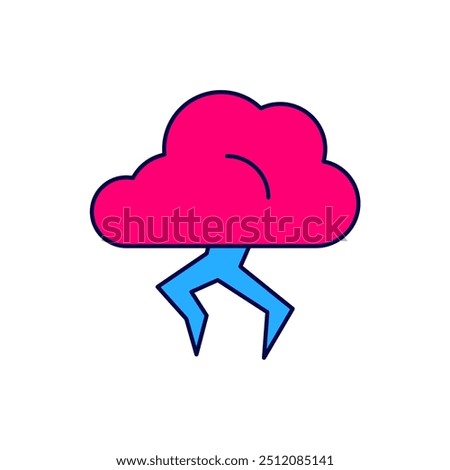 Filled outline Storm icon isolated on white background. Cloud and lightning sign. Weather icon of storm.  Vector