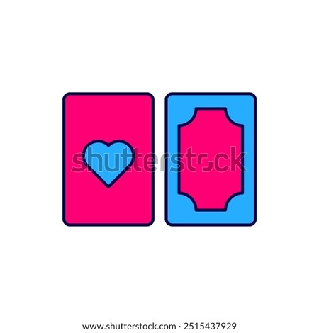 Filled outline Deck of playing cards icon isolated on white background. Casino gambling.  Vector