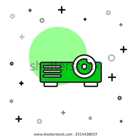 Filled outline Presentation, movie, film, media projector icon isolated on white background.  Vector