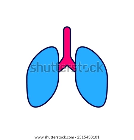 Filled outline Lungs icon isolated on white background.  Vector