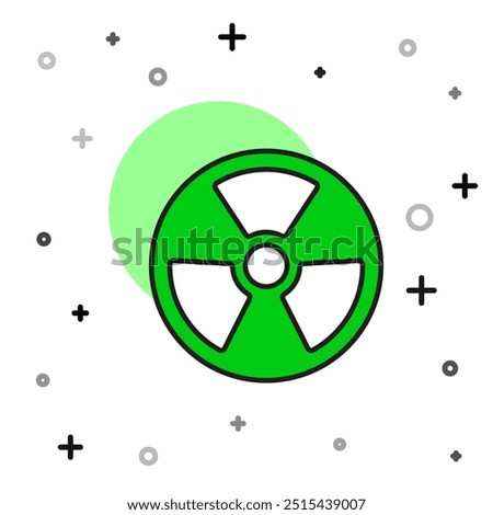 Filled outline Radioactive icon isolated on white background. Radioactive toxic symbol. Radiation Hazard sign.  Vector