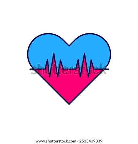 Filled outline Heart rate icon isolated on white background. Heartbeat sign. Heart pulse icon. Cardiogram icon.  Vector