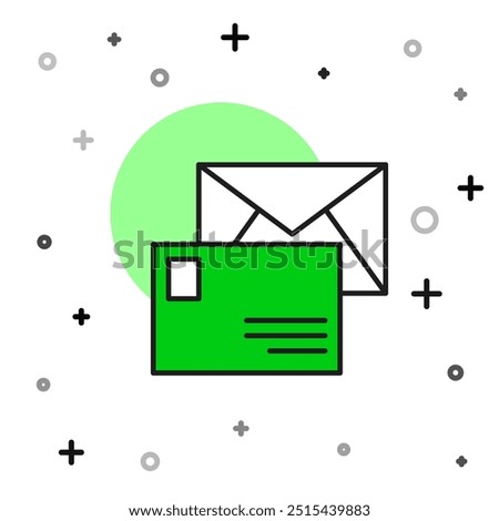 Filled outline Envelope icon isolated on white background. Email message letter symbol.  Vector