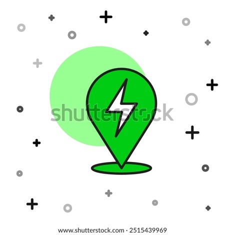 Filled outline Lightning bolt icon isolated on white background. Flash icon. Charge flash icon. Thunder bolt. Lighting strike.  Vector