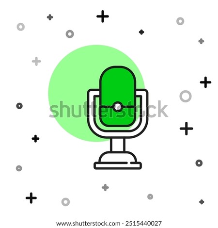 Filled outline Microphone icon isolated on white background. On air radio mic microphone. Speaker sign.  Vector