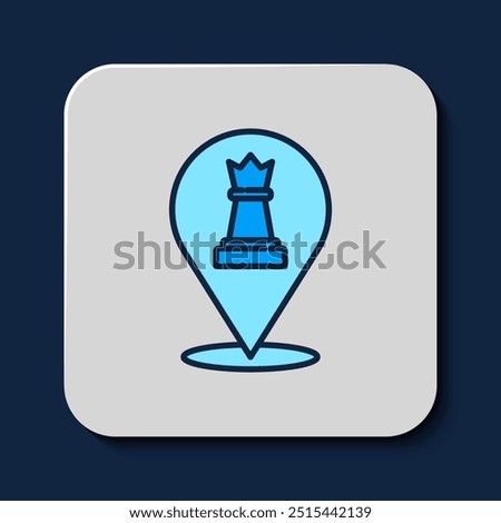 Filled outline Chess icon isolated on blue background. Business strategy. Game, management, finance.  Vector