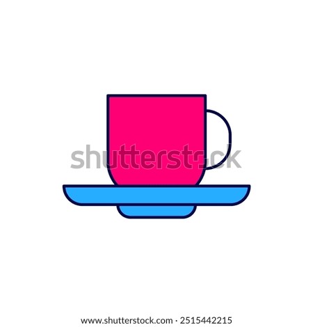 Filled outline Coffee cup icon isolated on white background. Tea cup. Hot drink coffee.  Vector