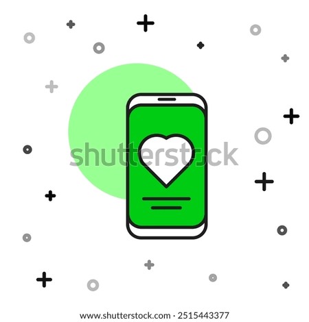 Filled outline Smartphone with heart rate monitor function icon isolated on white background.  Vector