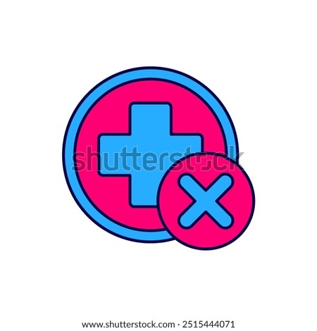 Filled outline Cross hospital medical icon isolated on white background. First aid. Diagnostics symbol. Medicine and pharmacy sign.  Vector