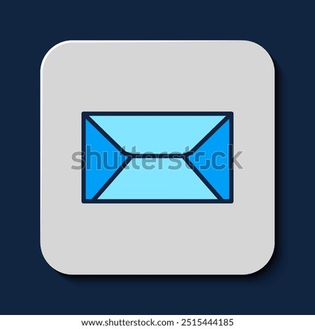 Filled outline Envelope icon isolated on blue background. Email message letter symbol.  Vector