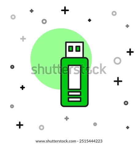 Filled outline USB flash drive icon isolated on white background.  Vector