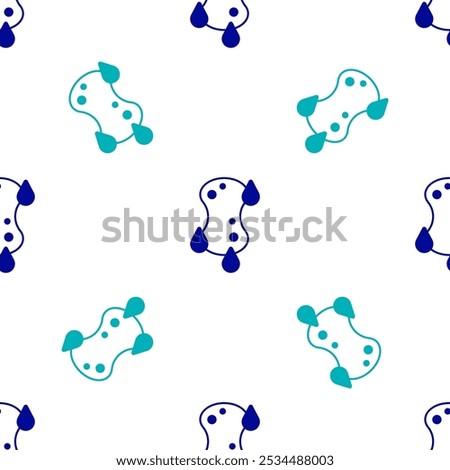 Blue Sponge icon isolated seamless pattern on white background. Wisp of bast for washing dishes. Cleaning service logo.  Vector