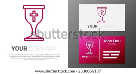 Logotype line Christian chalice icon isolated on white background. Christianity icon. Happy Easter. Logo design template element. Vector