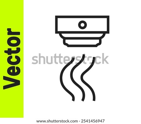 Black line Smoke alarm system icon isolated on white background. Smoke detector.  Vector