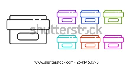 Black line Ointment cream tube medicine icon isolated on white background. Tube, container, toothpaste, cream sign. Set icons colorful. Vector Illustration