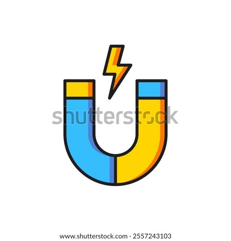 Color Magnet icon isolated on white background. Horseshoe magnet, magnetism, magnetize, attraction. Flat filled outline style with shadow. Vector