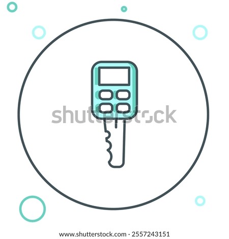 Line Car key with remote icon isolated on white background. Car key and alarm system. Colorful outline concept. Vector