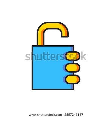 Color Safe combination lock icon isolated on white background. Combination padlock. Security, safety, protection, password, privacy. Flat filled outline style with shadow. Vector