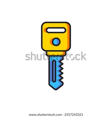 Color House key icon isolated on white background. Flat filled outline style with shadow. Vector