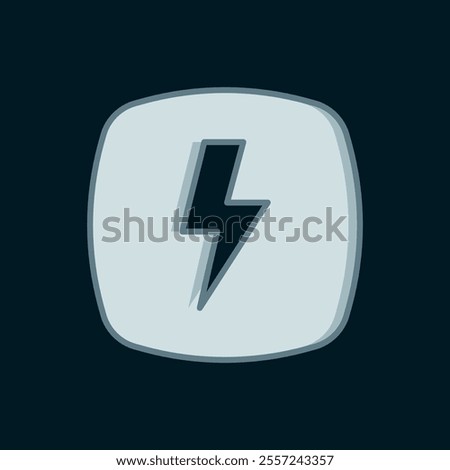 Line Lightning bolt icon isolated on black background. Flash sign. Charge flash icon. Thunder bolt. Lighting strike. Flat filled outline style with shadow. Vector