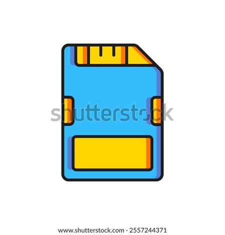 Color SD card icon isolated on white background. Memory card. Adapter icon. Flat filled outline style with shadow. Vector