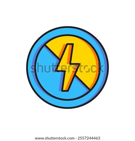 Color No lightning icon isolated on white background. No electricity. Flat filled outline style with shadow. Vector