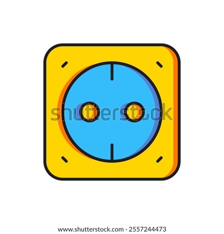 Color Electrical outlet icon isolated on white background. Power socket. Rosette symbol. Flat filled outline style with shadow. Vector