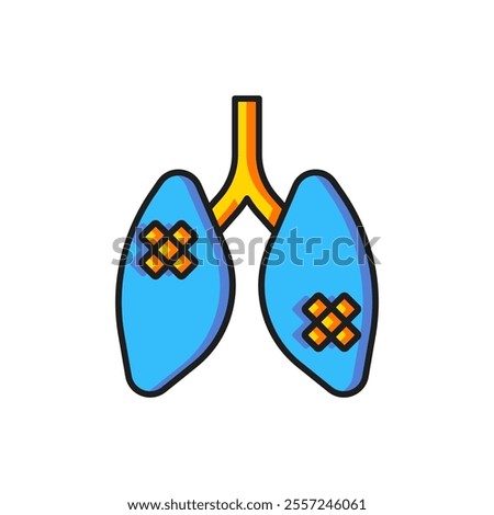 Color Disease lungs icon isolated on white background. Flat filled outline style with shadow. Vector