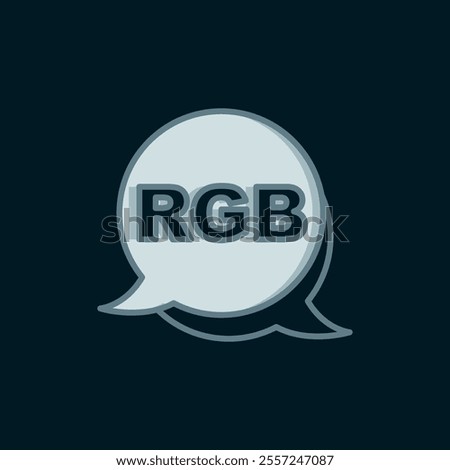 Line Speech bubble with RGB and CMYK color mixing icon isolated on black background. Flat filled outline style with shadow. Vector