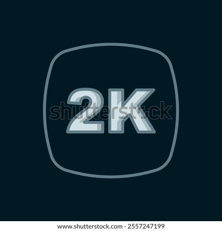 Line 2k Ultra HD icon isolated on black background. Flat filled outline style with shadow. Vector