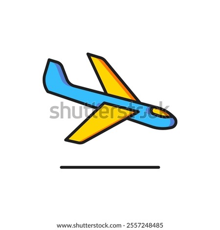 Color Plane landing icon isolated on white background. Airplane transport symbol. Flat filled outline style with shadow. Vector