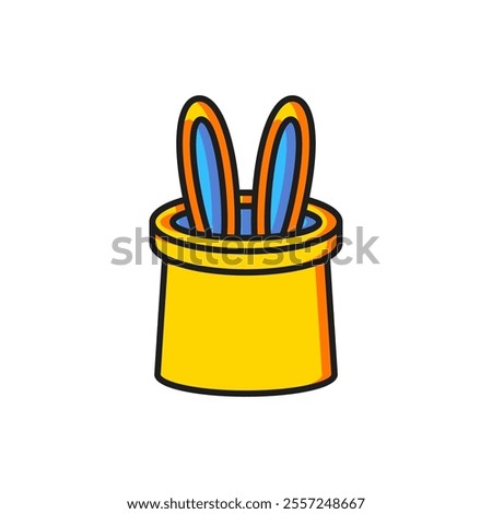 Color Magician hat and rabbit ears icon isolated on white background. Magic trick. Mystery entertainment concept. Flat filled outline style with shadow. Vector