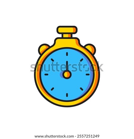 Color Stopwatch icon isolated on white background. Time timer sign. Chronometer sign. Flat filled outline style with shadow. Vector