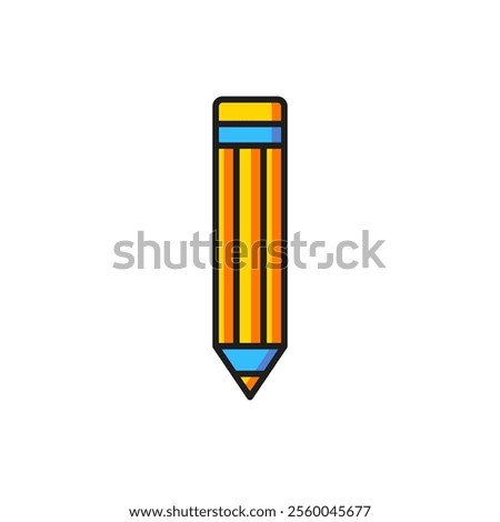 Color Pencil icon isolated on white background. Drawing and educational tools. School office symbol. Flat filled outline style with shadow. Vector