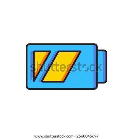 Color Battery for camera icon isolated on white background. Lightning bolt symbol. Flat filled outline style with shadow. Vector