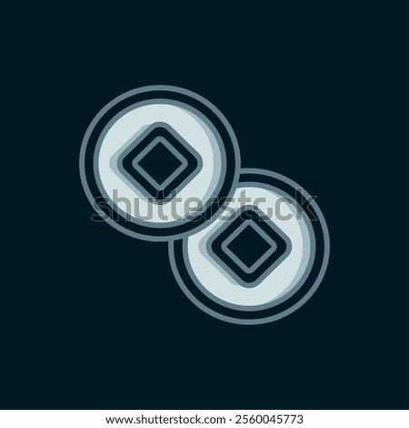 Line Chinese Yuan currency symbol icon isolated on black background. Coin money. Banking currency sign. Cash symbol. Flat filled outline style with shadow. Vector