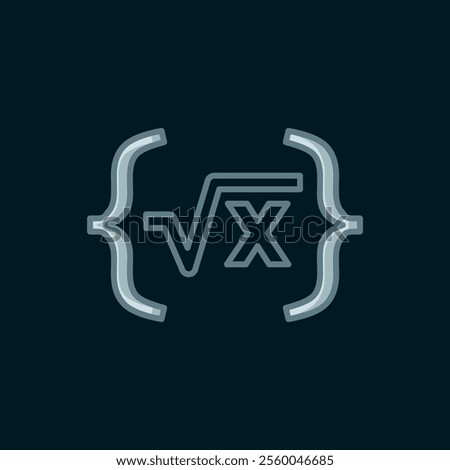 Line Square root of x glyph icon isolated on black background. Mathematical expression. Flat filled outline style with shadow. Vector