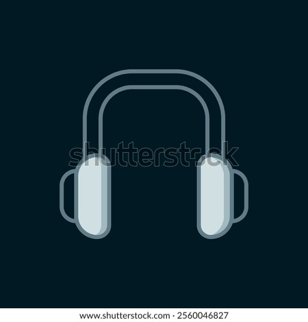 Line Winter headphones icon isolated on black background. Earmuffs sign. Flat filled outline style with shadow. Vector