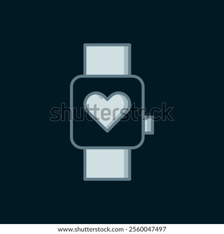 Line Smart watch showing heart beat rate icon isolated on black background. Fitness App concept. Flat filled outline style with shadow. Vector