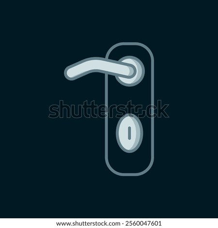 Line Door handle icon isolated on black background. Door lock sign. Flat filled outline style with shadow. Vector