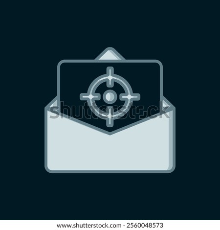 Line Mail and e-mail icon isolated on black background. Envelope symbol e-mail. Email message sign. Flat filled outline style with shadow. Vector