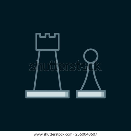 Line Chess icon isolated on black background. Business strategy. Game, management, finance. Flat filled outline style with shadow. Vector