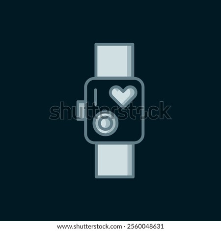 Line Smart watch showing heart beat rate icon isolated on black background. Fitness App concept. Flat filled outline style with shadow. Vector