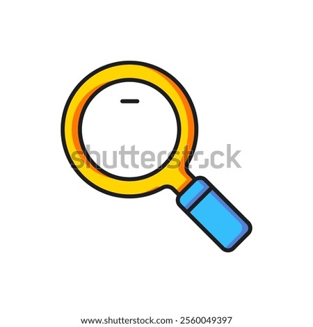 Color Magnifying glass icon isolated on white background. Search, focus, zoom, business symbol. Flat filled outline style with shadow. Vector