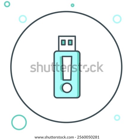 Line USB flash drive icon isolated on white background. Colorful outline concept. Vector