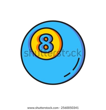 Color Billiard pool snooker ball icon isolated on white background. Flat filled outline style with shadow. Vector