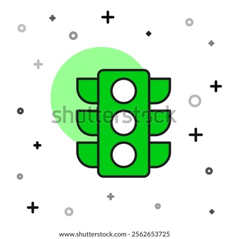 Filled outline Traffic light icon isolated on white background.  Vector